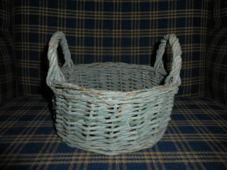 Early Primitive Basket With Old Blue Paint