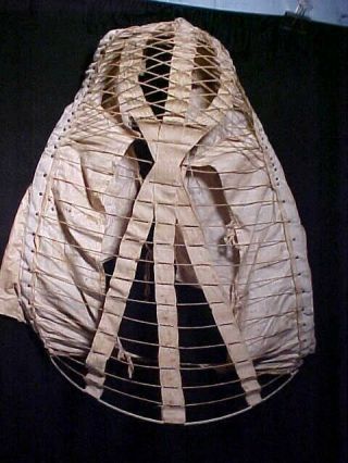 19thc Victorian Era Ladies Bustle Wire,  Cloth Hoop Skirt 30 X 27