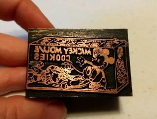 Vintage Letterpress Printing Block Mickey Mouse Cookies Donald Duck Nabisco