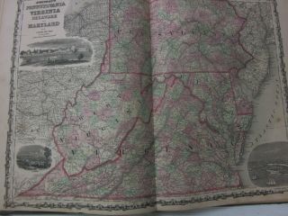 1863 Johnson ' s Family Illustrated Atlas colored maps Steel Plate 1st WV Map 6