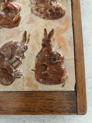 Antique Primitive Wood Pottery Easter Bunny Rabbit Stamp Cookie Chocolate? Mold 2