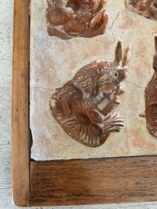 Antique Primitive Wood Pottery Easter Bunny Rabbit Stamp Cookie Chocolate? Mold 3