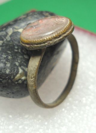 Ancient Bronze Ring Intaglio Authentic Antique Rare R737 4