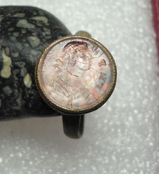 Ancient Bronze Ring Intaglio Authentic Antique Rare R737 7