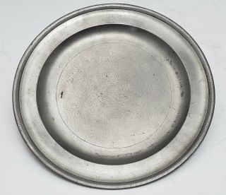 19th C Antique American Pewter Plate / Dish Thomas Badger Boston