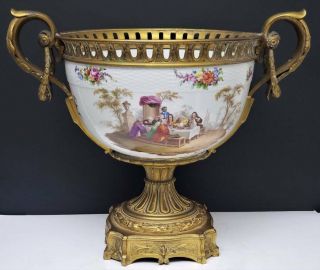 19TH C.  ANTIQUE KPM BERLIN GILT BRONZE PORCELAIN POTPOURRI URN CENTERPIECE 11