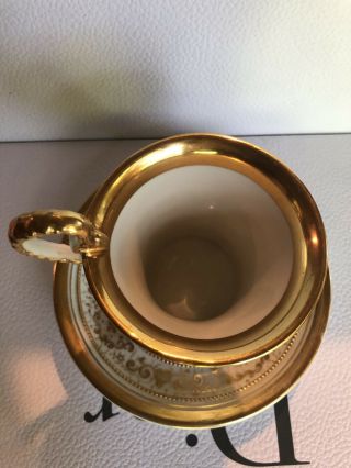 Antique Rare 19th C Gold Royal Porcelain Thre Footed Girl & Dog Cup & Saucer 7