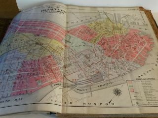 RARE Antique G.  W.  Bromley & co boston mass boston proper & back bay atlas 1908 3