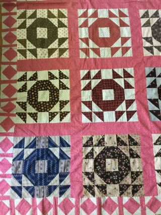 antique hand sewn 80x99 colorful shirt fabrics pink border queen great prints 2