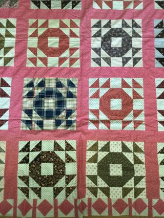 antique hand sewn 80x99 colorful shirt fabrics pink border queen great prints 8