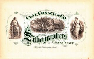 1870 Clay,  Cosack & Co Lithographers,  Buffalo,  York Color Lithograph Ad