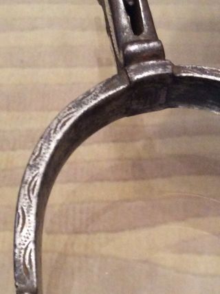 17th - 18th Century Spanish Colonial Silver Inlay Chased Steel Spur 8