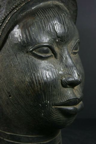 Life size IFE bronze African ONI Queen head - Nigeria Benin,  TRIBAL ART PRIMITIF 2