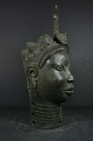 Life size IFE bronze African ONI Queen head - Nigeria Benin,  TRIBAL ART PRIMITIF 7