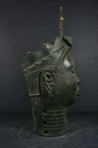 Life size IFE bronze African ONI Queen head - Nigeria Benin,  TRIBAL ART PRIMITIF 8