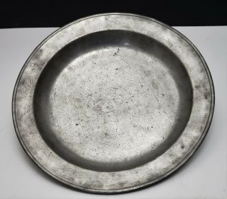 19th C Antique American Pewter Charger Bowl By Danforth 13 1/8 "