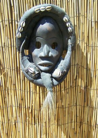 African Art Dan Mask With Horns From Liberia 19 " Tall