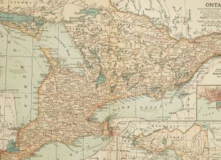 1903 Antique Map Canada Ontario Toronto Hamilton Muskoka Wellington Hamilton