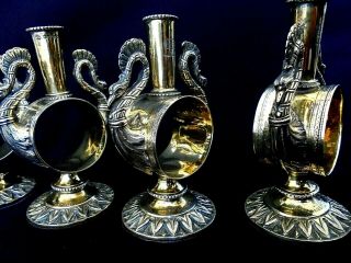 Six Silver Gilt Napkin Vase Ring Serviette Holders London 1874