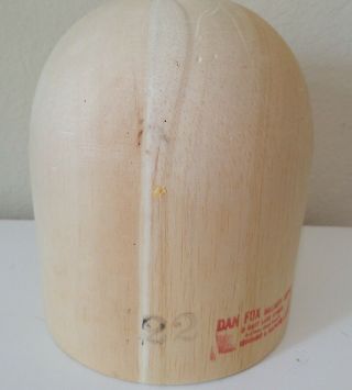Wood Hat Block Mold Form By Dan Fox Millinery Supply Size 22 Stetson Shape 7½ " H