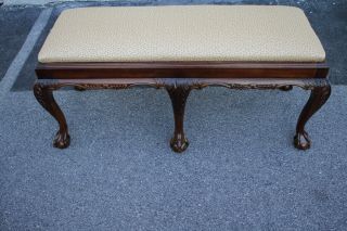 Gorgeous Chippendale Mahogany Long Carved Bench/seat,  Upholstery