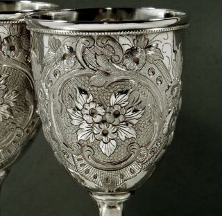 Chinese Export Silver Goblets (2) c1890 Signed 3