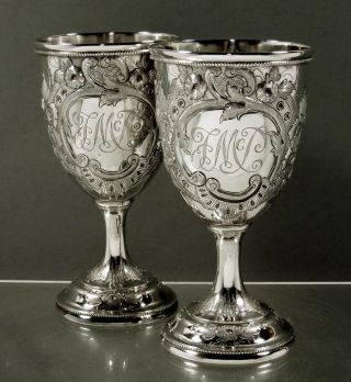 Chinese Export Silver Goblets (2) c1890 Signed 4