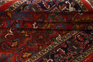 Vintage Geometric All - Over Heriz Serapi Area Rug Hand - Knotted Oriental Wool 7x10 12