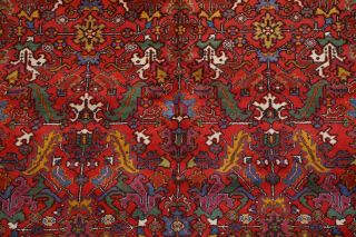 Vintage Geometric All - Over Heriz Serapi Area Rug Hand - Knotted Oriental Wool 7x10