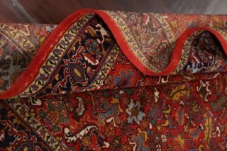 Vintage Geometric All - Over Heriz Serapi Area Rug Hand - Knotted Oriental Wool 7x10 9