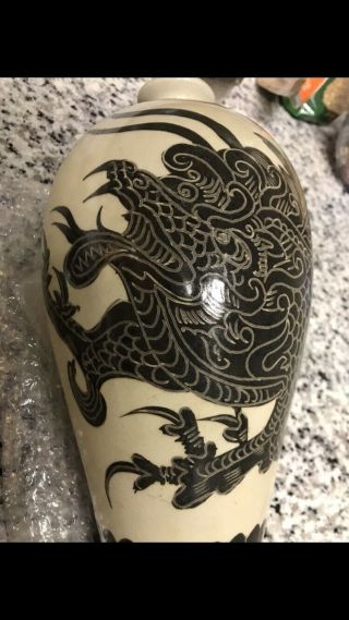 ESTATE OLD CHINESE DRAGON SONG STYLE CHIZOU VASE 3