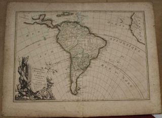 South America 1762 Janvier & LattrÉ Antique Copper Engraved Map