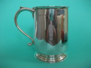 Large,  Solid Silver Pint Beer Tankard / Mug,  Birmingham 1905,  307 Grams