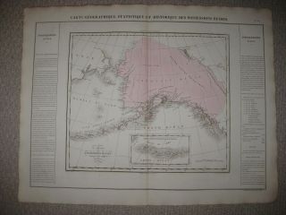 Very Important Antique 1825 Alaska Russian Possession Carey & Lea Buchon Map Nr