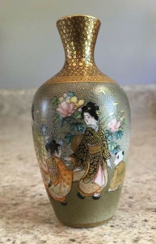 Antique Japanese Porcelain Vase Satsuma Miniature.