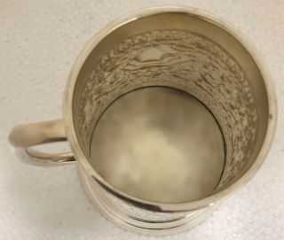 Sterling Silver 925 Beer Mug Hand Chased Floral Repoussé Luxury Gift 4