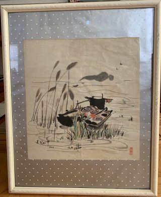 Chinese 100 Hand Painted Scroll Painting On Paper Signed - Wu Guang Zhong