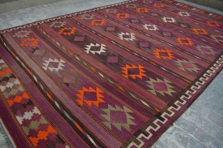 F649 Handmade Afghan Tribal Hazara Vintage Area Kelim Wool Rug 9 ' 10 x 16 ' 6 Feet 10