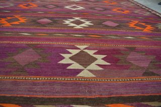 F649 Handmade Afghan Tribal Hazara Vintage Area Kelim Wool Rug 9 ' 10 x 16 ' 6 Feet 11