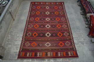 F649 Handmade Afghan Tribal Hazara Vintage Area Kelim Wool Rug 9 
