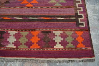 F649 Handmade Afghan Tribal Hazara Vintage Area Kelim Wool Rug 9 ' 10 x 16 ' 6 Feet 2