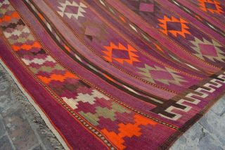 F649 Handmade Afghan Tribal Hazara Vintage Area Kelim Wool Rug 9 ' 10 x 16 ' 6 Feet 3