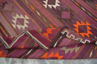 F649 Handmade Afghan Tribal Hazara Vintage Area Kelim Wool Rug 9 ' 10 x 16 ' 6 Feet 5