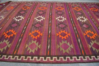 F649 Handmade Afghan Tribal Hazara Vintage Area Kelim Wool Rug 9 ' 10 x 16 ' 6 Feet 8