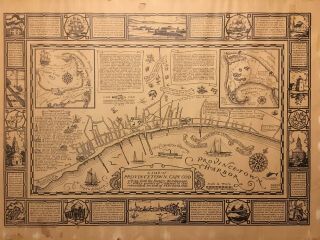 Rare 1933 Graphic Map Provincetown Cape Cod Ma Barbara Malicoat 28x20