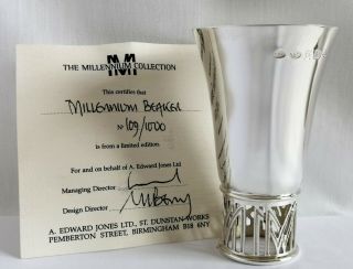 Rare Silver Millennium Beaker Limited Edition Albert Edward Jones 2000 Hallmark