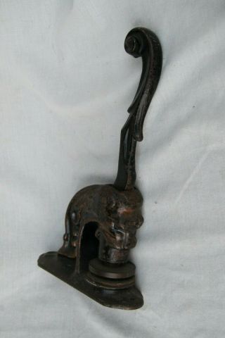 VINTAGE CAST IRON LIONS HEAD PAPER STAMP EMBOSSER FOR BAY DISTRICT LAND COMPANY 6