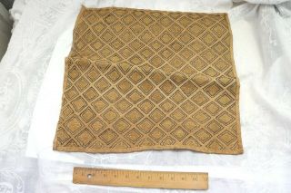 Antique African (congo) Tribal Kuba Cloth Fabric Handwoven Ethnic Design 17.  5 " Sq