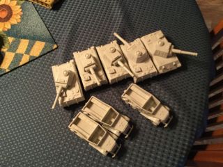 Marx Ww2 German Tanks X6 And Halftracks X4 Light Gray