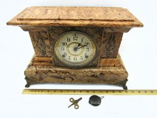 Antique 1880 Seth Thomas Adamantine 8 - Day Key - Wound Mantel Clock 8